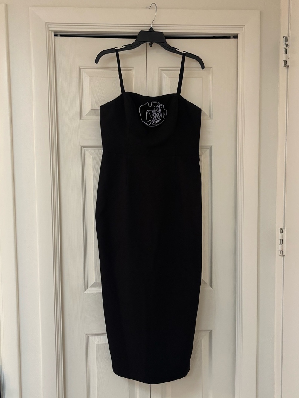 MILLY Allison Rosette Embellished Midi Dress in Black - Picture 2 of 13